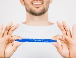 Marqueur permanent q-connect pointe double 1mm et 0,4 mm coloris bleu