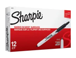 Marqueur permanent sharpie retractable pointe fine conique ogive 1mm clapet de protection encre couleur