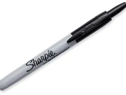 Marqueur permanent sharpie retractable pointe fine conique ogive 1mm clapet de protection encre couleur