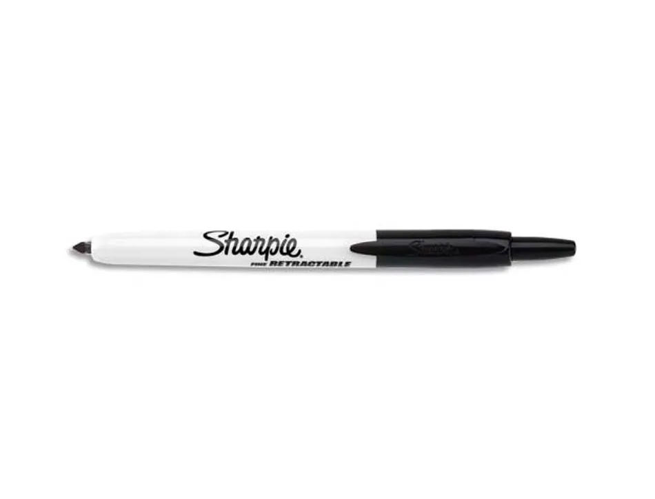 Marqueur permanent sharpie retractable pointe fine conique ogive 1mm clapet de protection encre couleur