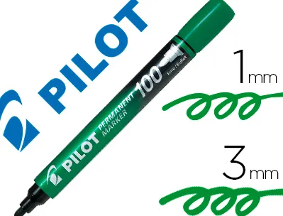 Marqueur pilot 100 permanent pointe ogive fine 1/4,5mm tout support resiste a l'eau coloris vert