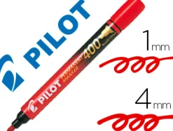 Marqueur pilot 400 permanent pointe biseautée large séchage instantané coloris rouge
