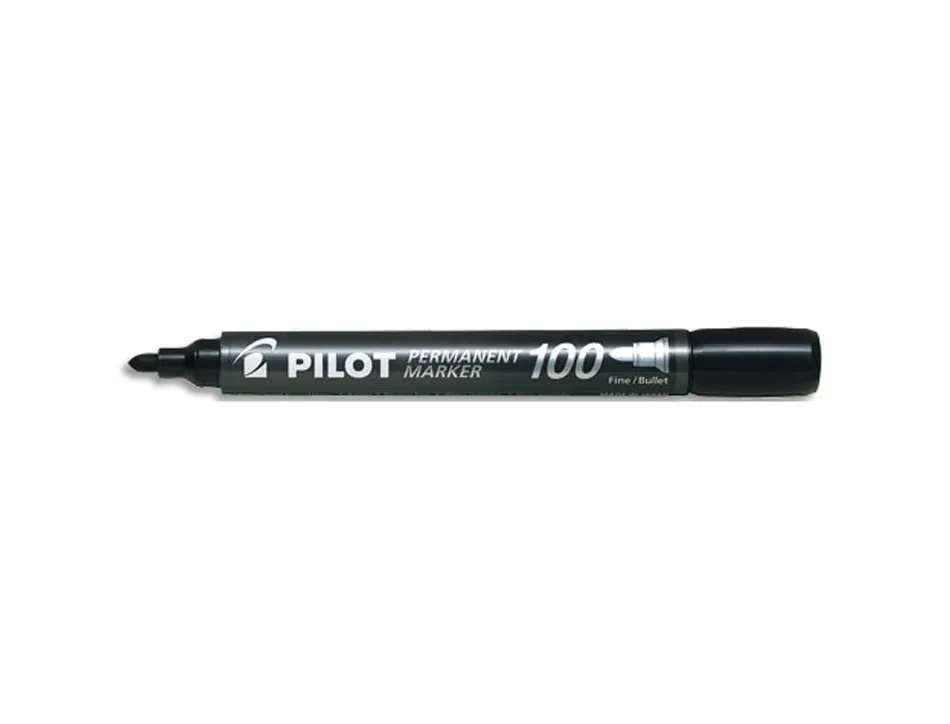 Marqueur pilot 100 permanent pointe ogive fine 1/4,5mm tout support resiste a l'eau coloris noir