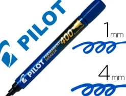 Marqueur pilot 400 permanent pointe biseautée large séchage instantané coloris bleu