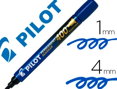 Marqueur pilot 400 permanent pointe biseautée large séchage instantané coloris bleu