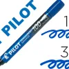 Marqueur pilot 100 permanent pointe ogive fine 1/4,5mm résiste à l'eau coloris bleu