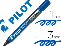 Marqueur pilot 100 permanent pointe ogive fine 1/4,5mm résiste à l'eau coloris bleu