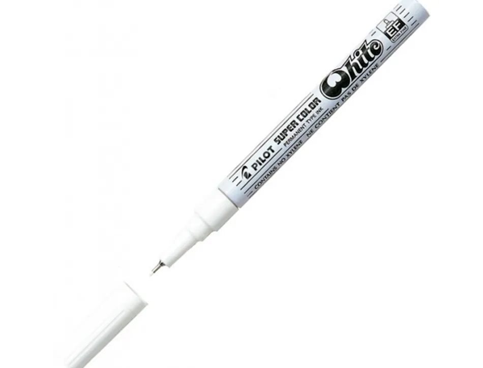 Marqueur pilot feutre permanent encre métallique pointe finenon biseautée polyacétate 4mm blanc
