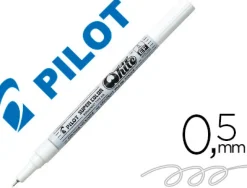 Marqueur pilot feutre permanent encre métallique pointe non biseautée extra fine polyacétate 0.5mm blanc