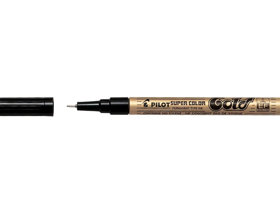 Marqueur pilot feutre permanent encre métallique pointe non bisautée extra fine polyacétate 0.5mm or