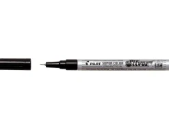 Marqueur pilot feutre permanent encre métallique pointe non biseautée extra fine polyacétate 0.5mm argent