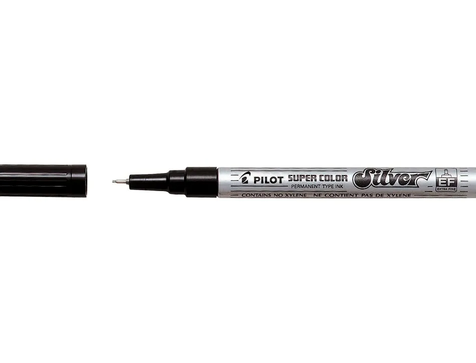 Marqueur pilot feutre permanent encre métallique pointe non biseautée extra fine polyacétate 0.5mm argent