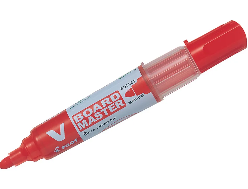Marqueur pilot v board master rechargeable pointe ogive tracé 2mm encre liquide base alcool couleur vive rouge