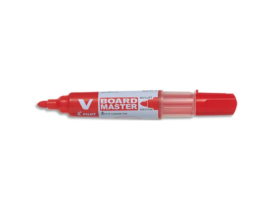 Marqueur pilot v board master rechargeable pointe ogive tracé 2mm encre liquide base alcool couleur vive rouge