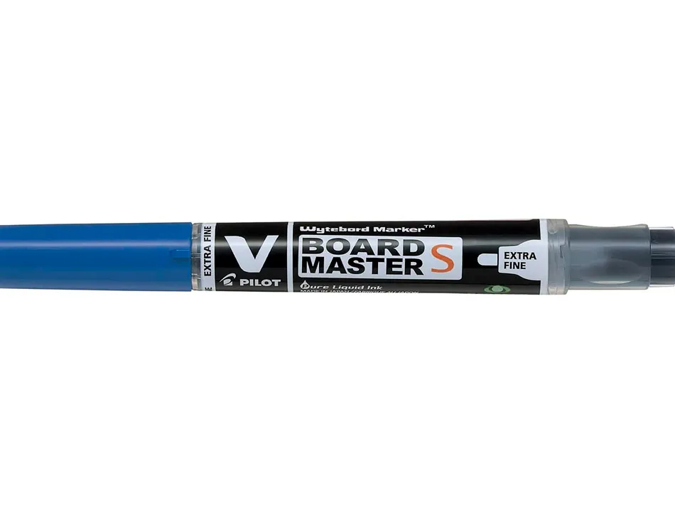 Marqueur pilot v board master rechargeable pointe conique extra fine 1.3mm encre liquide base alcool couleur vive bleu
