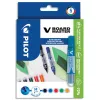 Marqueur pilot v board master rechargeable pointe ogive tracé 2mm encre liquide base alcool couleur vive pochette 5u