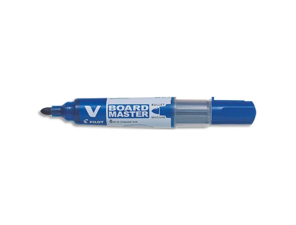 Marqueur pilot v board master rechargeable pointe ogive tracé 2mm encre liquide base alcool couleur vive bleu