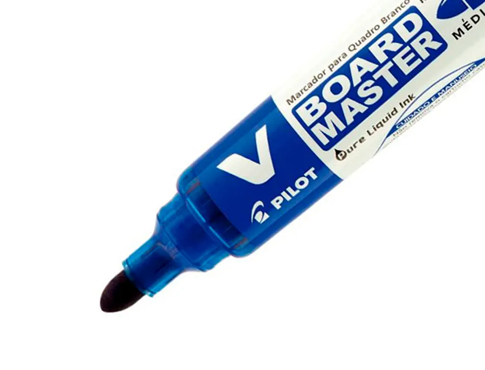 Marqueur pilot v board master rechargeable pointe ogive tracé 2mm encre liquide base alcool couleur vive bleu