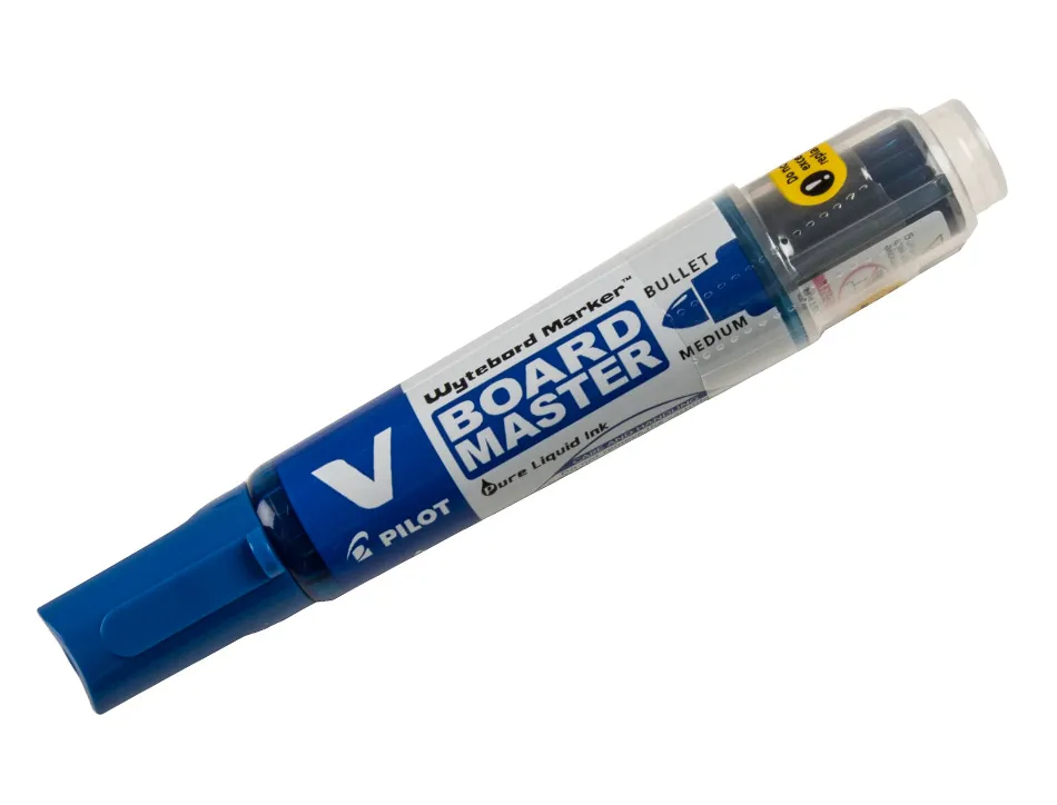 Marqueur pilot v board master rechargeable pointe ogive tracé 2mm encre liquide base alcool couleur vive bleu