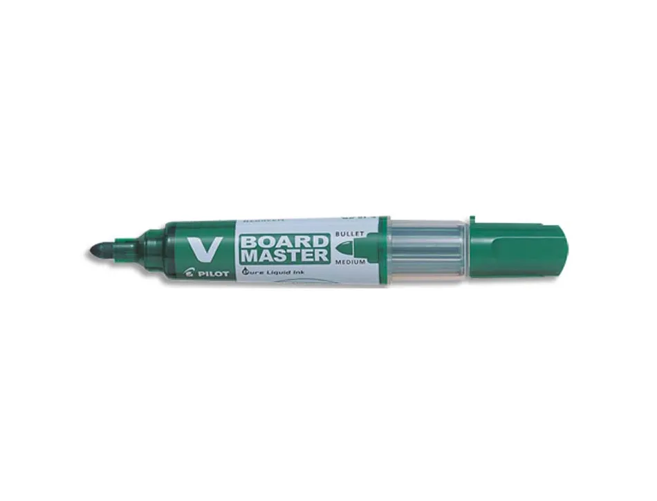 Marqueur pilot v board master rechargeable pointe ogive tracé 2mm encre liquide base alcool couleur vive vert