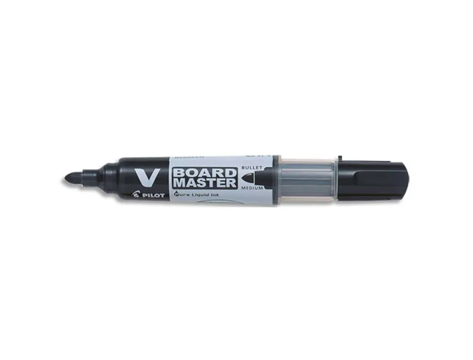 Marqueur pilot v board master rechargeable pointe ogive tracé 2mm encre liquide base alcool couleur vive noir