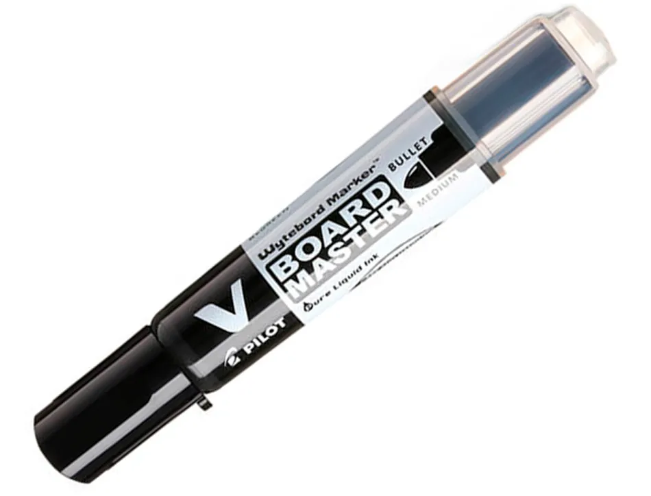Marqueur pilot v board master rechargeable pointe ogive tracé 2mm encre liquide base alcool couleur vive noir