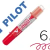 Marqueur pilot v-board master recycle effacable a sec et rechargeable pointe biseautee large 6 mm coloris rouge