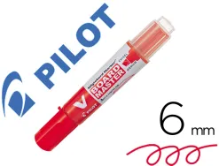 Marqueur pilot v-board master recycle effacable a sec et rechargeable pointe biseautee large 6 mm coloris rouge