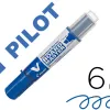 Marqueur pilot v-board master recycle effacable a sec et rechargeable pointe biseautee large 6 mm coloris bleu