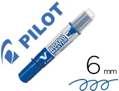 Marqueur pilot v-board master recycle effacable a sec et rechargeable pointe biseautee large 6 mm coloris bleu