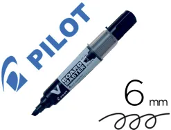 Marqueur pilot v-board master recycle effacable a sec et rechargeable pointe biseautee large 6 mm coloris noir