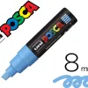 Marqueur posca pc8k base eau pointe biseautee large 8mm sans odeurs/alcool/solvant tout supports coloris bleu