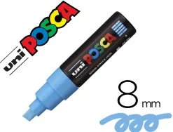 Marqueur posca pc8k base eau pointe biseautee large 8mm sans odeurs/alcool/solvant tout supports coloris bleu