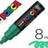 Marqueur posca pc8k base eau pointe biseautee large 8mm sans odeurs/alcool/solvant tout supports coloris vert