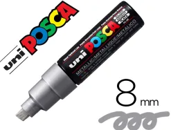Marqueur posca pc8k base eau pointe biseautee large 8mm sans odeurs/alcool/solvant tout supports coloris argent