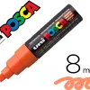 Marqueur posca pc8k base eau pointe biseautee large 8mm sans odeurs/alcool/solvant tout supports coloris orange