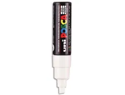 Marqueur posca pc8k gouache encre inodore toutes surfaces pointe large biseautée couleur opaque couvrante blanc