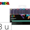 Marqueur posca pc8k pointe biseautee trait 8mm coloris metallises assortis boite 8 unites