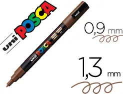 Marqueur posca pc3m base eau pointe conique fine 0,9-1,3mm sans odeurs/alcool/solvant tous supports coloris marron