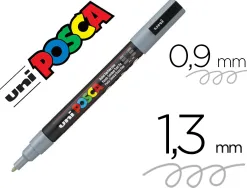 Marqueur posca pc3m base eau pointe conique fine 0,9-1,3mm sans odeurs/alcool/solvant tous supports coloris gris