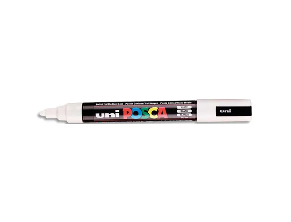 Marqueur posca pc5m gouache encre inodore toutes surfaces pointe moyenne conique couleur opaque couvrante blanc