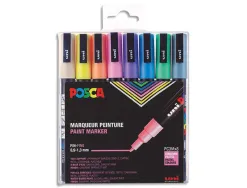 Marqueur posca pc3m gouache base eau couvrante inodore pointe conique fine coloris pastel assortis 8un