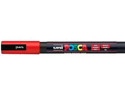 Marqueur posca pc3m gouache encre inodore toutes surfaces pointe fine conique couleur opaque couvrante rouge