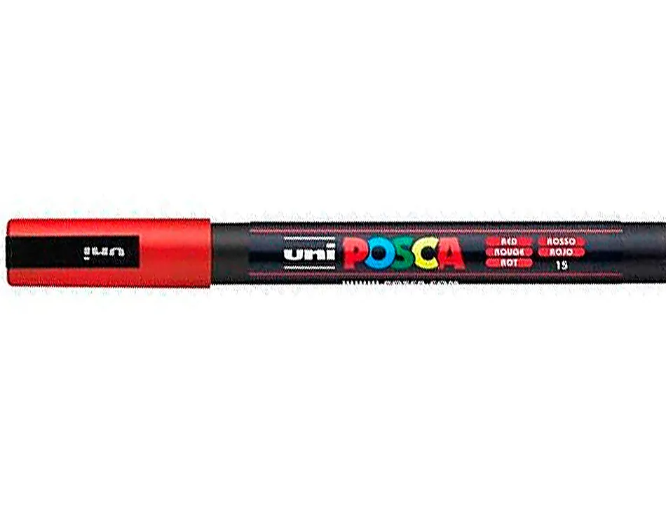 Marqueur posca pc3m gouache encre inodore toutes surfaces pointe fine conique couleur opaque couvrante rouge