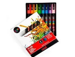 Marqueur posca pc3m gouache encre inodore toutes surfaces pointe fine conique coloris assortis pailletees 8 unités