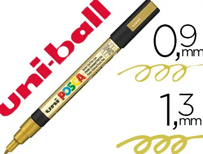 Marqueur posca pc3m gouache encre inodore toutes surfaces pointe fine conique couleur opaque couvrante or