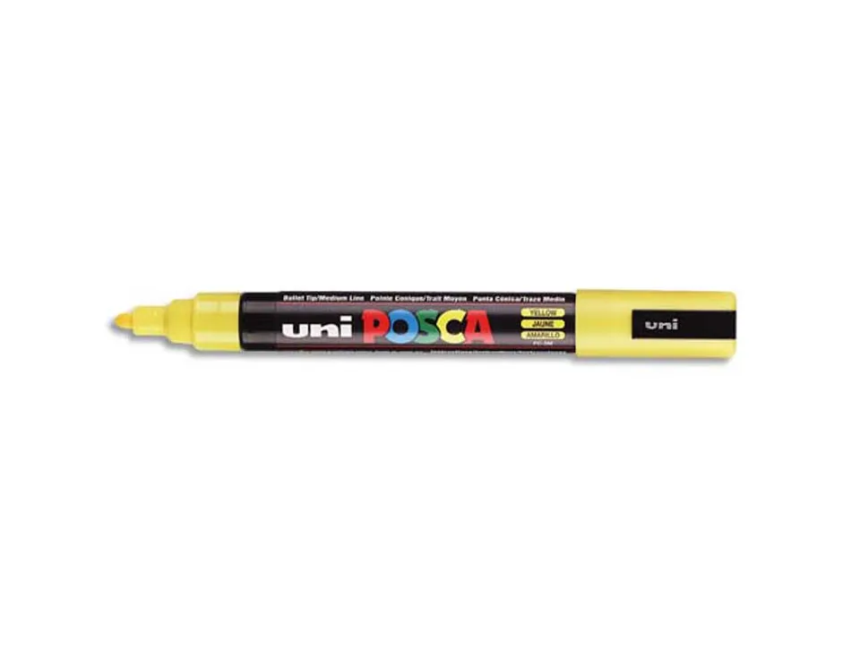 Marqueur posca pc5m gouache encre inodore toutes surfaces pointe moyenne conique couleur opaque couvrante jaune