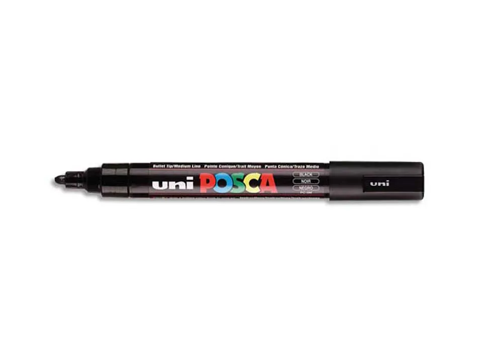 Marqueur posca pc5m gouache encre inodore toutes surfaces pointe moyenne conique couleur opaque couvrante noir