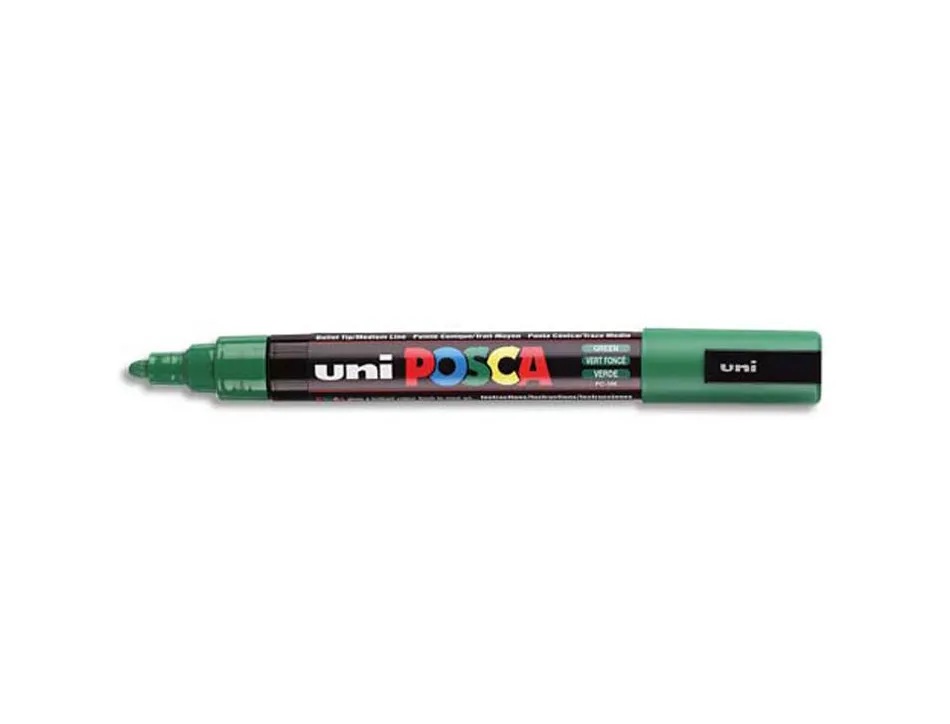 Marqueur posca pc5m gouache encre inodore toutes surfaces pointe moyenne conique couleur opaque couvrante vert foncé