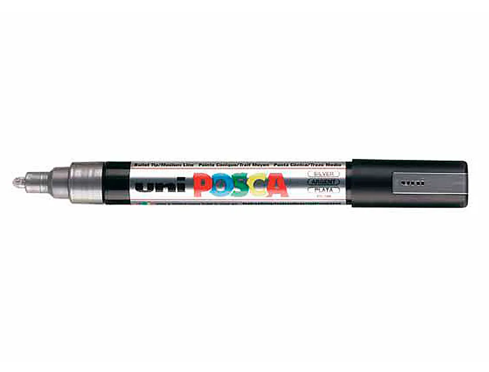 Marqueur posca pc5m gouache encre inodore toutes surfaces pointe moyenne conique couleur opaque couvrante argent